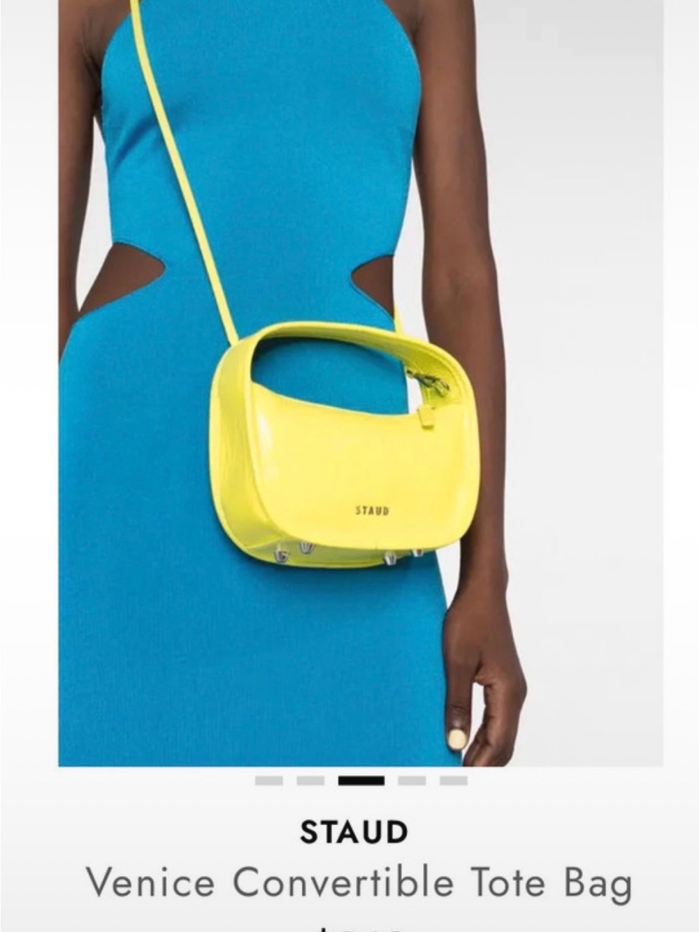 STAUD Venice Convertible Tote Bag in Neon Yellow